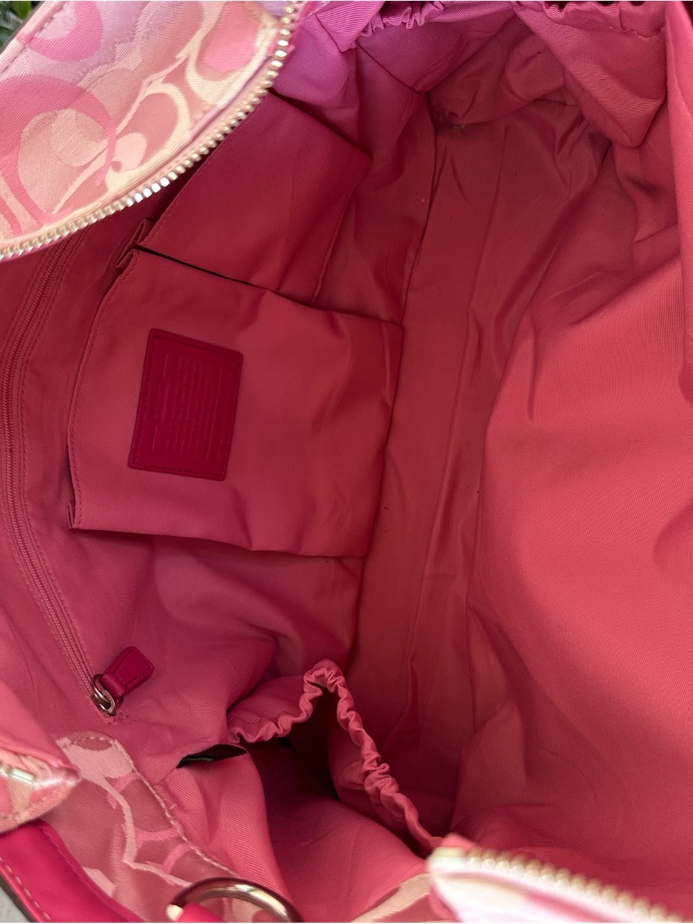 Coach Y2K Pink Signature Diaper Bag Tote with Hot Pink Patent LeatherTrim 2010 - Picture 7 of 10